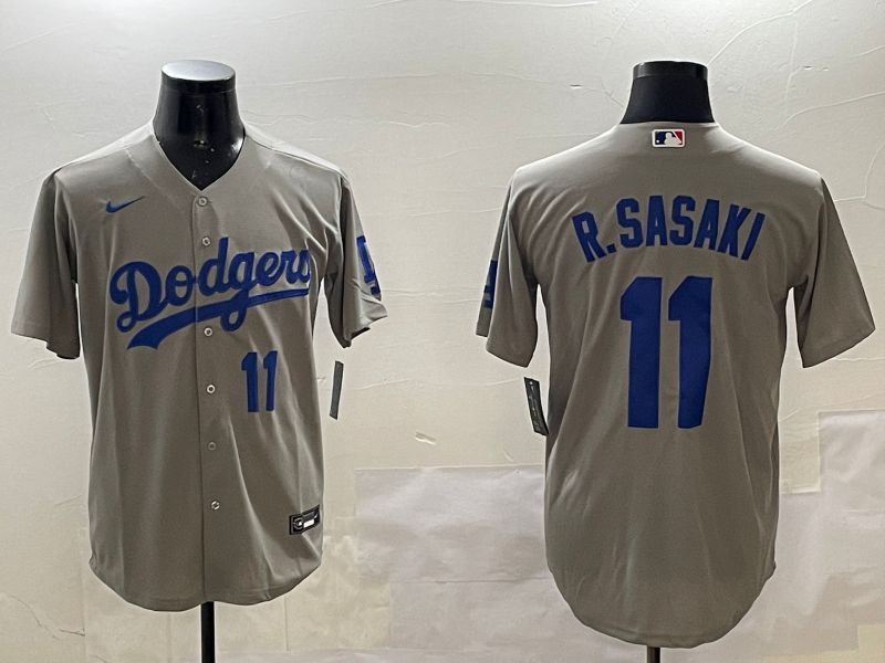 Men Los Angeles Dodgers 11 R.Sasaki Grey Game 2025 Nike MLB Jersey style 8